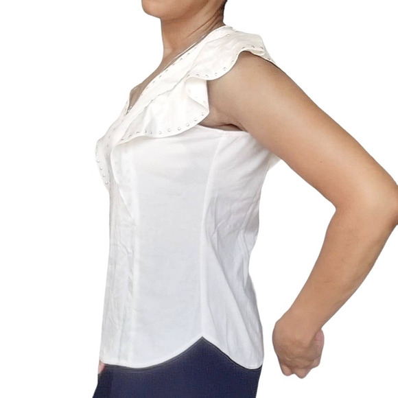 GENERATION LOVE Jordyn Stud silky flutter sleeve top blouse in white Size XS NEW - Picture 2 of 8